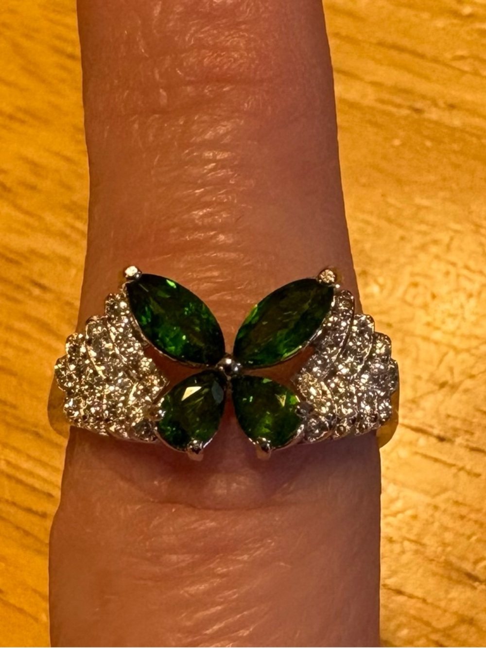 Green Crystal Butterfly Ring - Women Jewelry